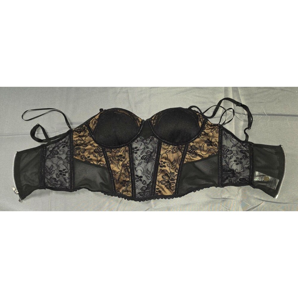 Hunter & Brown Bustier Corset Black Lace Brown Bustier Size Small S